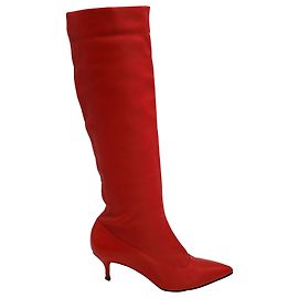 Paul Andrew Nadia High Boots in Red Leather Red
