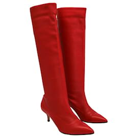 Paul Andrew-Paul Andrew Nadia High Boots in Red Leather-Red