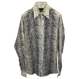 Tom Ford-Camicia slim fit con stampa serpente di Tom Ford in cotone con stampa animalier-Altro