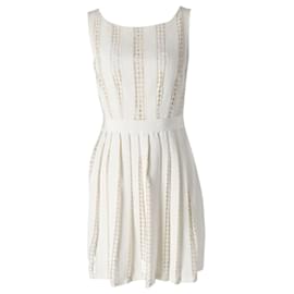 Moschino-Moschino Perforated Pleated Dress in Cream Cotton-White,Cream