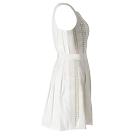 Moschino-Moschino Vestido plisado perforado en algodón color crema-Blanco,Crudo