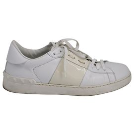 Valentino Baskets Accent Band en Cuir Blanc Blanc