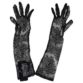 Dolce & Gabbana Evening Lace Gloves in Black Polyester  Black