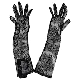 Dolce & Gabbana-Dolce & Gabbana Evening Lace Gloves in Black Polyester -Black