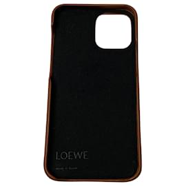 Loewe-Coque de téléphone de marque Loewe pour iPhone 12 Pro Max en cuir de veau Cuir-Marron