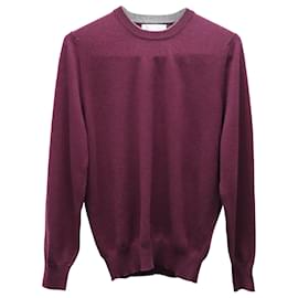 Brunello Cucinelli-Brunello Cucinelli Crewneck Sweater in Burgundy Cashmere-Dark red