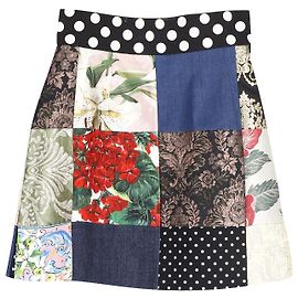 Dolce & Gabbana Minijupe Jacquard Patchwork en Coton Multicolore Autre Imprimé python
