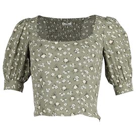 Reformation Cave Top mit Blumendruck aus grüner Khaki-Viskose Grün Khaki