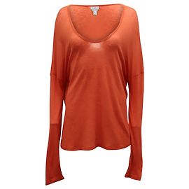 Dries Van Noten Langarmoberteil mit U-Ausschnitt aus orangefarbenem Rayon Orange
