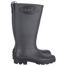 Tod's Raised-Logo Rain Boots in Black Polyurethane Black