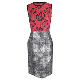Dolce & Gabbana-Dolce & Gabbana Printed Sleeveless Dress in Red and Silver Acetate-Other