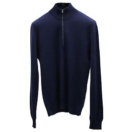 Theory Half Zip Pullover in Navy Blue Cashmere  Blue Navy blue