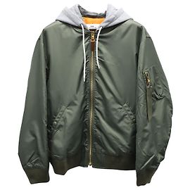 Coach Hooded Ma 1 Bomber Jacket in Green Nylon Green