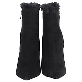 Gianvito Rossi-Gianvito Rossi Fur Lined Ankle Boots in Black Suede-Black