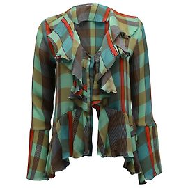 Karierte Bluse mit Rüschen von Etro aus mehrfarbiger Seide Mehrfarben