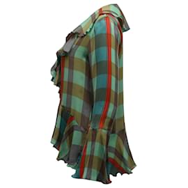 Etro-Karierte Bluse mit Rüschen von Etro aus mehrfarbiger Seide-Mehrfarben