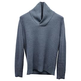Ermenegildo Zegna-Ermenegildo Zegna Shawl Collar Sweater in Blue Wool -Blue