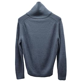 Ermenegildo Zegna-Ermenegildo Zegna Shawl Collar Sweater in Blue Wool -Blue