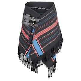 Gucci-Gucci Rare Vintage Buckled Fringed Wrap Skirt in Multicolor Lana Vergine-Autre