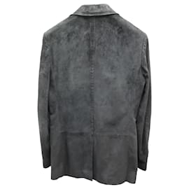 Gucci-Gucci Single-Breasted Blazer Jacket in Charcoal Suede-Dark grey