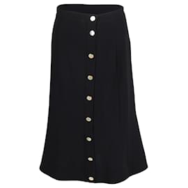 Altuzarra-Altuzarra Buttoned Midi Skirt in Black Polyester-Black