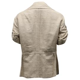 Akris Punto-Akris Punto Wide Collar Jacket in Beige Silk -Beige