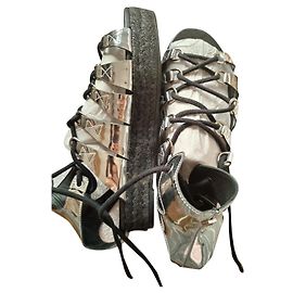 Alexander McQueen Black Silvery Sandals Black Silvery
