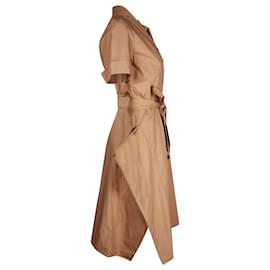 Vivienne Westwood-Vivienne Westwood Asymmetric Buttoned Dress in Brown Cotton-Brown