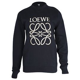 Loewe Logo besticktes Sweatshirt aus marineblauer Baumwolle Blau Marineblau