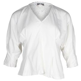 Blusa de algodón blanco con ribete de encaje Dolman de Sandro Paris Blanco