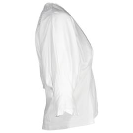 Sandro-Blusa de algodón blanco con ribete de encaje Dolman de Sandro Paris-Blanco
