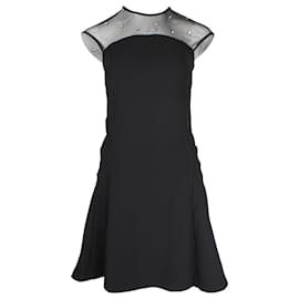 Sandro-Sandro Embellished Mini Dress in Black Polyester-Black