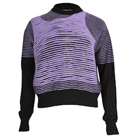Maison Martin Margiela-Maison Margiela MM6 Striped Illusion Knitted Sweater in Purple and Black Cotton-Purple