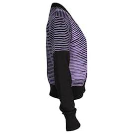 Maison Martin Margiela-Maison Margiela MM6 Striped Illusion Knitted Sweater in Purple and Black Cotton-Purple