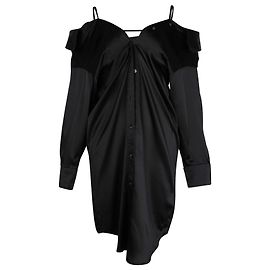 Schulterfreies Hemdkleid von Alexander Wang aus schwarzer Seide Schwarz
