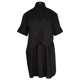 Maison Martin Margiela Vestido camisero a capas de algodón negro de Maison Margiela Negro