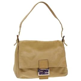 Fendi-FENDI Mamma Baguette Shoulder Bag Leather Beige 2348 26325-009 Auth hk665-Beige