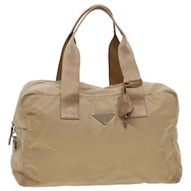 Prada-PRADA Boston Bag Nylon Beige Auth bs4903-Beige