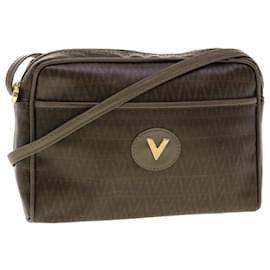 Valentino-VALENTINO Shoulder Bag PVC Leather Brown Auth am4206-Brown