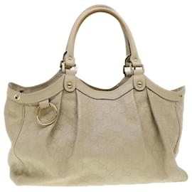 Gucci-GUCCI Gucci Shima GG Einkaufstasche Leder Beige 211944 Auth bs4876-Beige