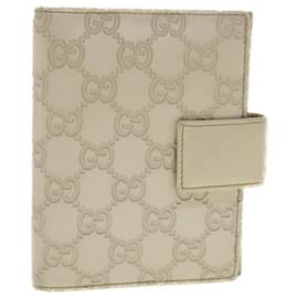 Gucci-GUCCI Gucci Shima GG Day Planner Cover Cuir Blanc 115240 Authentification4213-Blanc