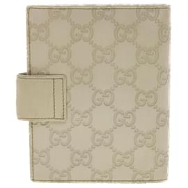 Gucci-GUCCI Gucci Shima GG Day Planner Cover Cuir Blanc 115240 Authentification4213-Blanc
