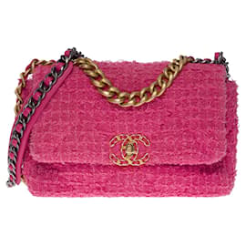 Chanel-Bolso CHANEL Chanel 19 en tweed rosa - 101204-Rosa