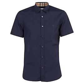 Burberry-Burberry Embroidered TB Shirt-Blue