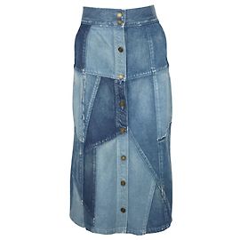 Gonna di jeans patchwork di Saint Laurent in cotone blu Blu
