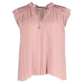 Ulla Johnson-Ulla Johnson Plissee-Bluse aus rosa Polyester-Pink