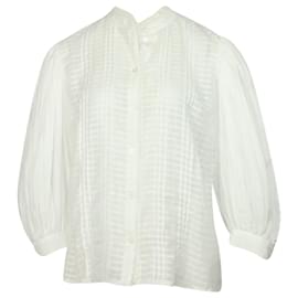 See by Chloé-See by Chloé Crochet-Trimmed Pintucked Embroidered Blouse in White Cotton-White