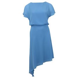 Iris & Ink Asymmetrical Dress in Blue Polyester Blue