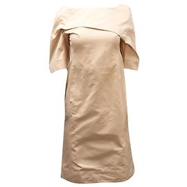 Jil Sander Robe mi-longue à manches courtes en polyester nude Marron Chair