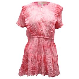 LoveShackFancy Sheldon Mini Robe en Coton Rose Rose